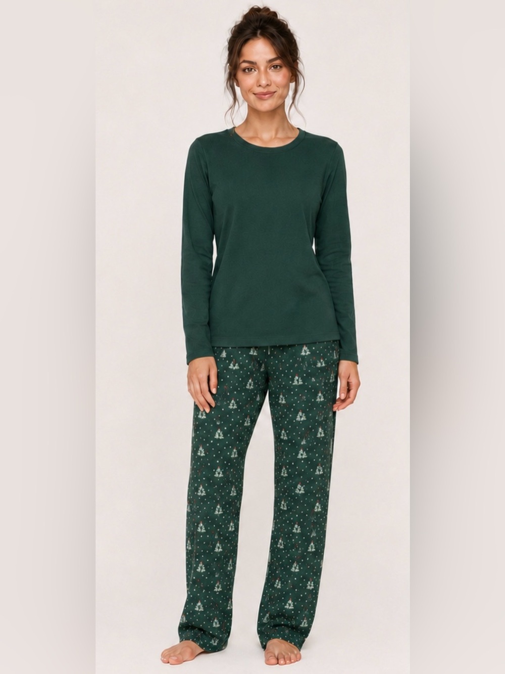 🔥LANDSEND PJ Set Cotton Knit Top and Flannel Pants WOMENS XXS or GIRL 16
